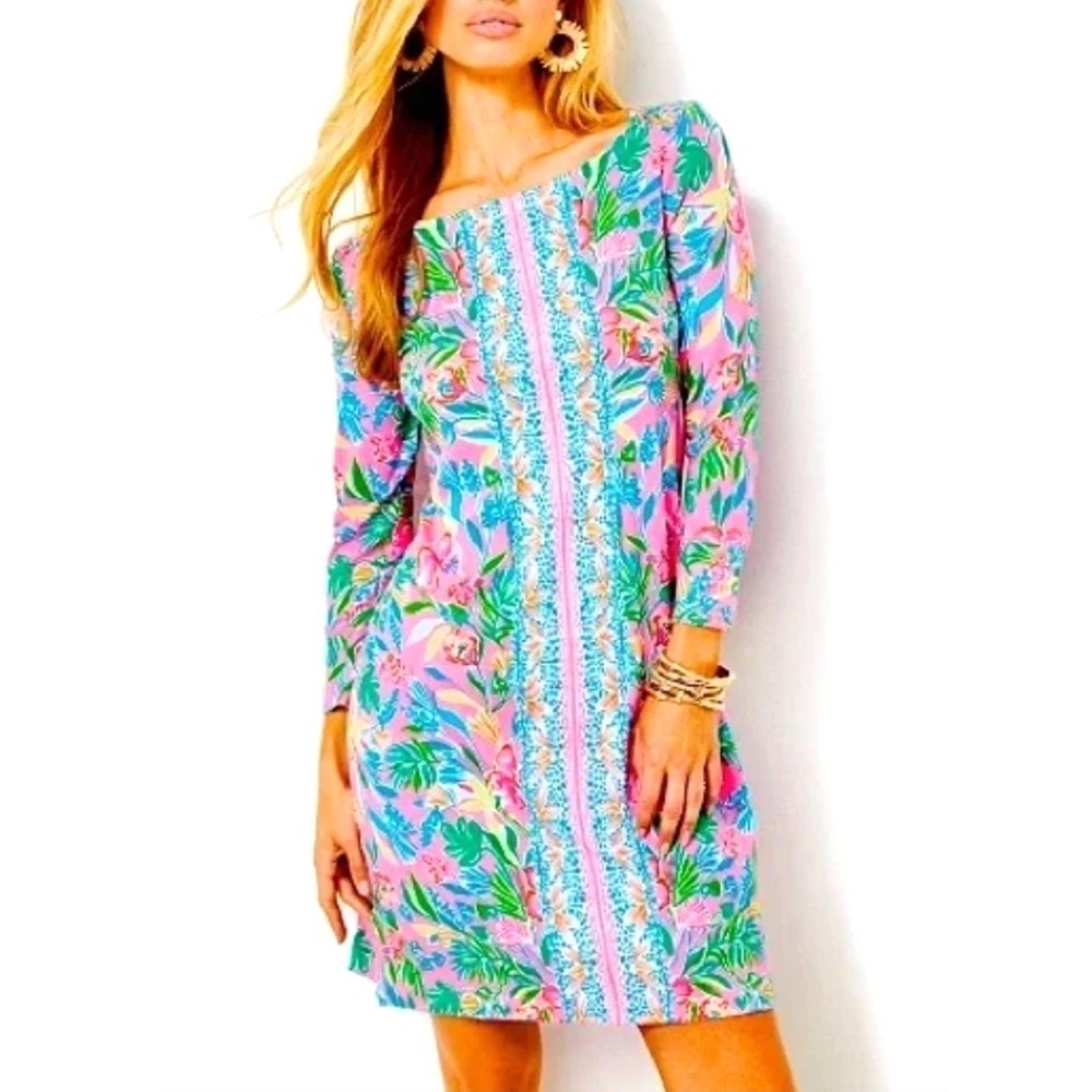 Lilly Pulitzer Sophie Dress Casa Jaguar Havana Pink UPF 50+ Size Medium NEW